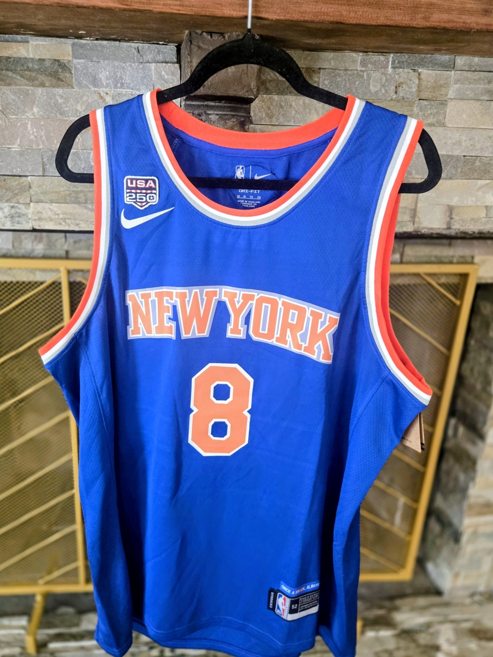 NBA New York Blue Basketball Jersey with Orange and White Trim